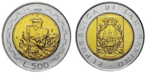 1988 san marino 500 lire - san,