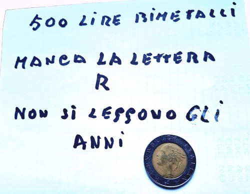 500 lire bimetalliche - , con